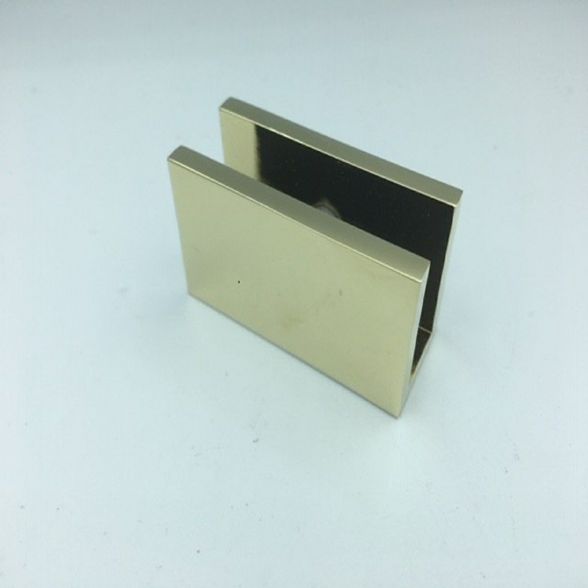 Glass Shelf Bracket - Square 50mm x 20mm - Suit 10mm Glass - Raw Brass